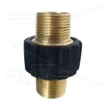 M22x1.5 - verbindingsnippel met rubber - messing - 400 Bar - Ø14mm - max 150°C - 2x M22x1,5 bu - L=54mm