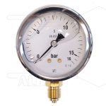 Manometer 0-16 Bar - 1/4 bu - onderaansluiting - Ø63mm