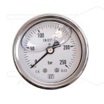 Manometer 0-250 Bar - 1/4 bu - achteraansluiting - Ø52mm