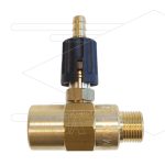 Chemicaliën injector - messing - regelbaar - Ø2.1mm (120) - 280 Bar - 30 l/min - 3/8 bi x 3/8" bu