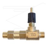 Chemicaliën Injector - messing - instelbaar - lagedruk - Ø1,55mm - 1,5 tot 12 Bar - 2 x 3/8 bu