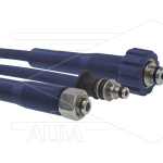 Hogedrukslang - 1SC-DN06 (1/4") - blauw - 250 Bar - Ø12,2mm - 150°C - 25m - 3/8"W x M22x1,5 W vlak - 1x KBS