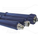 Hogedrukslang – 2SC - DN12 (1/2") – blauw – 400 Bar – Ø20 mm – 150°C - 10m - 3/8"bu x M22x1,5 W vlak - 2x KBS