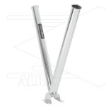 Spuitlanshouder dubbel - RVS - verhoogde vloermontage met Ø28mm afvoer - L=740mm - Ø60mm