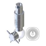 A300R - tankreiniger - RVS303 - 30 tot 70 Bar - 220 l/min - 9 x 6,0mm injectors - exclusief nozzles - nozzle type: 4 x 1/4" Npt - inlaat 1 1/4" bi - min. invoerdoorlaat Ø183mm