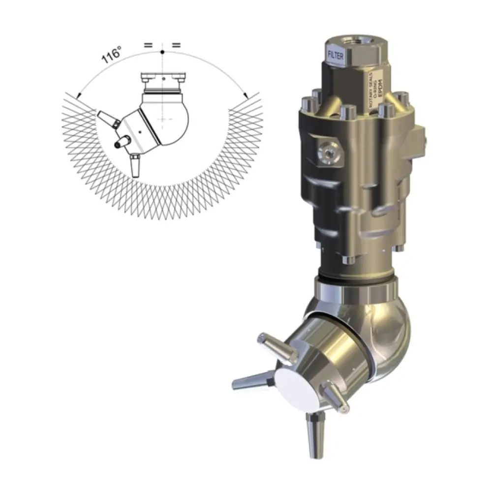 A80RF - sector tankreiniger - RVS303 - 30 tot 140 Bar - 40 tot 50 l/min - 5,0 mm injectors - exclusief nozzles - nozzle type: 4 x 1/4" Npt - inlaat 3/4" bi - min. invoerdoorlaat Ø150,7mm - Afbeelding 1