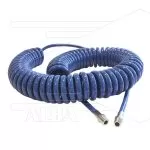 Spiraalslang blauw PU - L=4,0m - Ø10mm - 2x 1/4" bu met RVS koppelingen