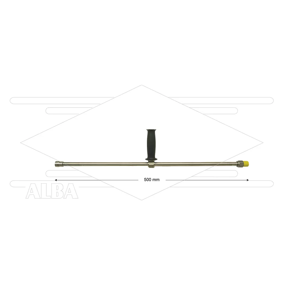 ST3600 lans - L=1500mm - recht - RVS - 1/2 bu x 1/2" bi - verstelbare handgreep - 600 Bar - max 150°C - Afbeelding 1