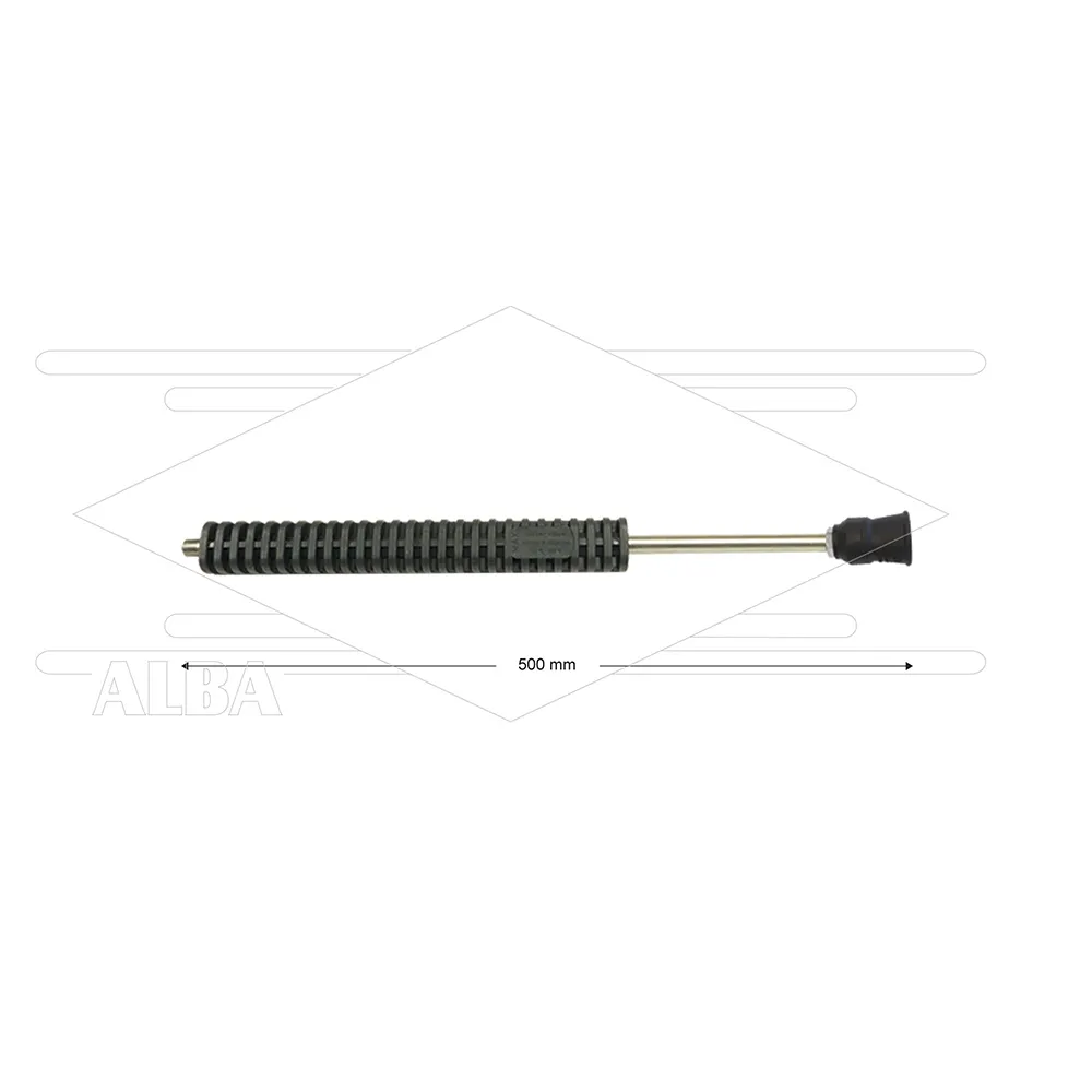 MT3 lans - L=500mm - recht - RVS - isolatie L=290mm - 250 Bar - max 160°C - 2 x 1/4" bu - incl. nozzlebeschermer - Afbeelding 1