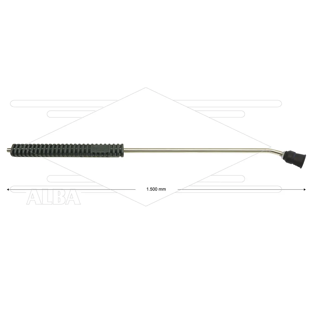 MT3 lans - L=1500mm - gebogen - RVS - isolatie 2 x L=290mm - 250 Bar - max 160°C - 2 x 1/4" bu - incl. nozzlebeschermer - Afbeelding 1