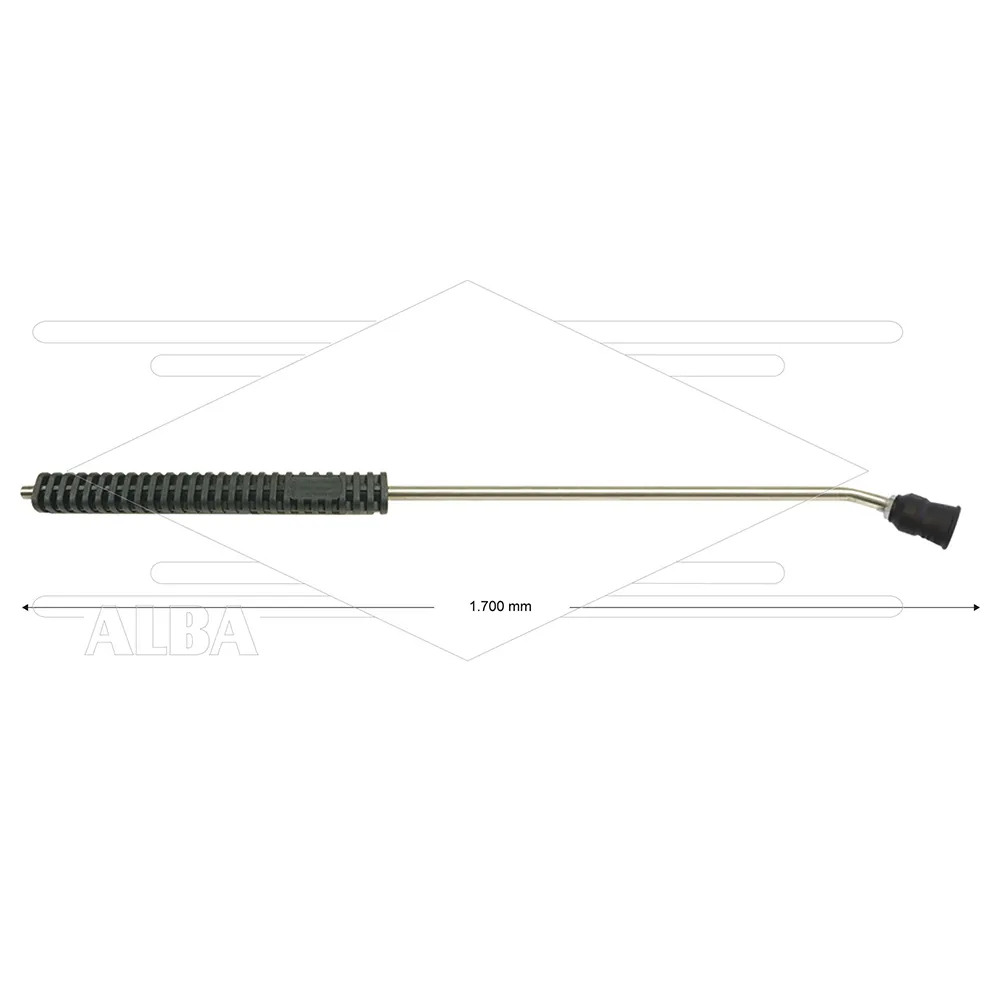 MT3 lans - L=1700mm - gebogen - RVS - isolatie 2 x L=290mm - 250 Bar - max 160°C - 2 x 1/4" bu - incl. nozzlebeschermer - Afbeelding 1