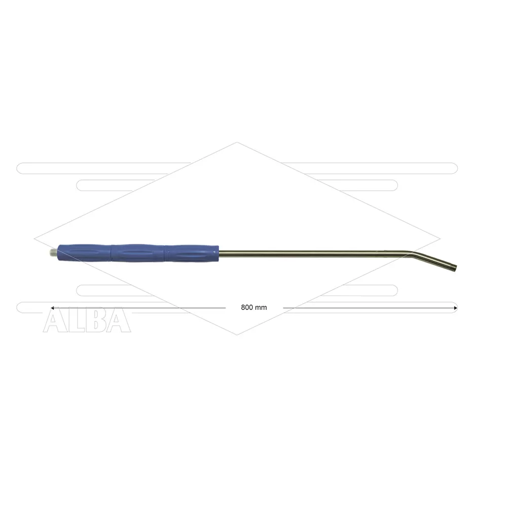 RP10 lans - L=800mm - gebogen - RVS - blauw - isolatie L=395mm - 400 Bar - max 80°C - 2 x 1/4" bu - Afbeelding 1