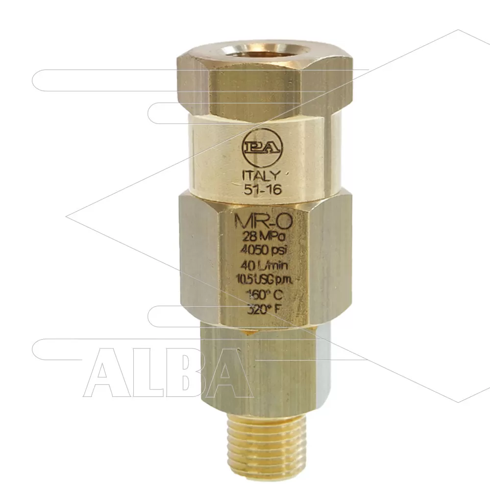 MR-O - Swivel - messing - 250 Bar - 40 l/min - max 90°C - 30 tpm - 1/4" bi x 1/4" bu - Afbeelding 1