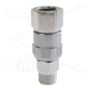 SW25 - Swivel - RVS / messing - 250 Bar - 40 l/min - max 90°C - 30 tpm - 3/8" bi x 3/8" bu