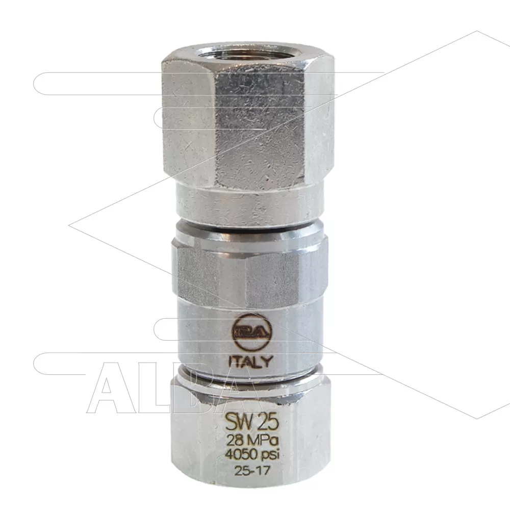 SW25 - Swivel - RVS / messing - 250 Bar - 40 l/min - max 90°C - 30 tpm - 2 x 3/8" bi - Afbeelding 1