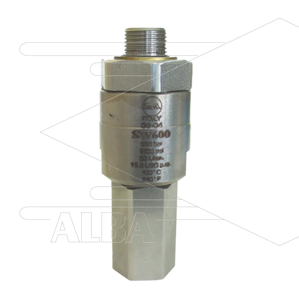SW600 - Swivel - RVS - 600 Bar - 60 l/min - max 90°C - 30 tpm - 3/8" bi x 3/8" bu - Afbeelding 1