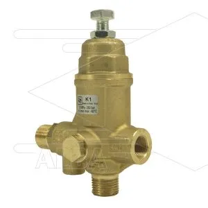 K1.0 - drukregelautomaat - 250 Bar - 9 tot 41 l/min - max 60°C - In: 3/8" bi - Uit: 1/2" bu - Bypass: 1/2" bu