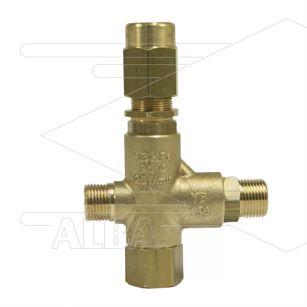 VB130 - drukregelautomaat - 16 tot 160 Bar - 25 l/min - 60°C - In: 3/8" bu - Uit: 3/8" bu - Bypass: 3/8" bi - Afbeelding 1