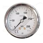 Manometer 0-250 Bar - 1/4 bu - achteraansluiting - Ø63mm