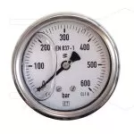 Manometer 0-600 Bar - 1/4 bu - achteraansluiting - Ø63mm