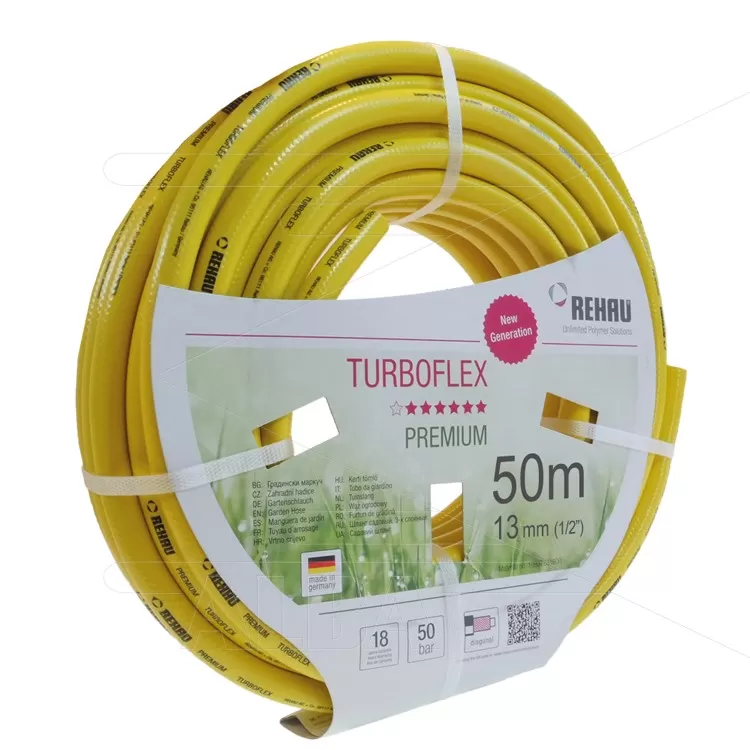 Turboflex - waterslang - lagedruk - 13mm (1/2") - rol à 50m - Temp: -20° tot 60°C - max 50 Bar - Afbeelding 1