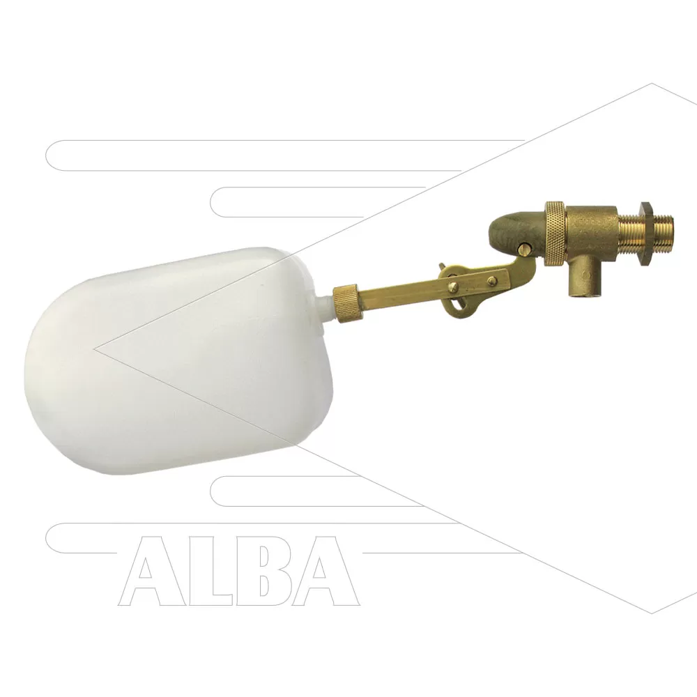 Vlotterafsluiter PEKI - messing - L=285mm - max. 10 Bar - max 80°C - Ø12mm - 3/8" bu - met drijver - Debiet 30 l/min bij 3 Bar - Afbeelding 1