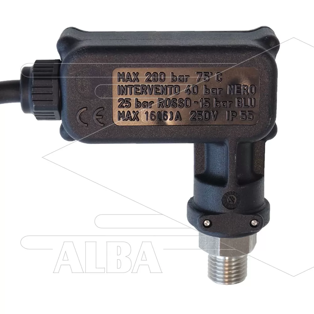 PR16 - Drukschakelaar - RVS 1/4 bu - 40/250 Bar - (zwart) - Afbeelding 1