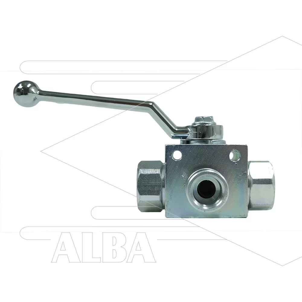 220675 Kogelkraan - 3-weg - RVS316 - L-boring - 400 Bar - Ø=10mm - 3 x 3/8 bi - Afbeelding 1