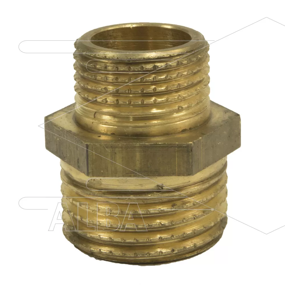 Verloopnippel - messing - 3/8 bu x 3/4" bu - Afbeelding 1
