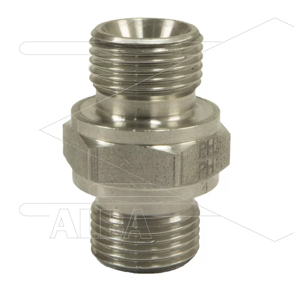 Dubbele nippel - RVS - 2 x 3/8 bu - BSP - 400 Bar - Afbeelding 1