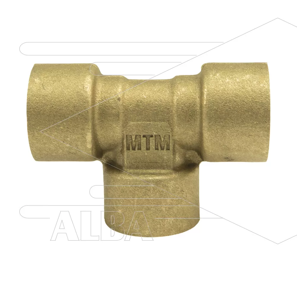 T-stuk - messing - 3 x 3/8 bi - 300 Bar - Afbeelding 1