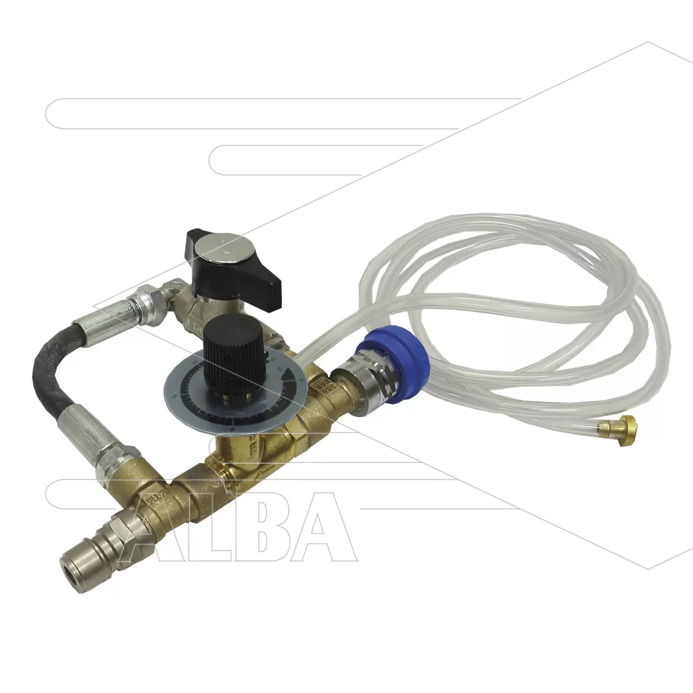 KEW - Schuiminjector - 2 x 3/8" bu - zonder snelkoppelingen - max 200 Bar - uitvoering RP met Bypass voor >15ltr - regelbaar 0 tot 5 % - Afbeelding 1