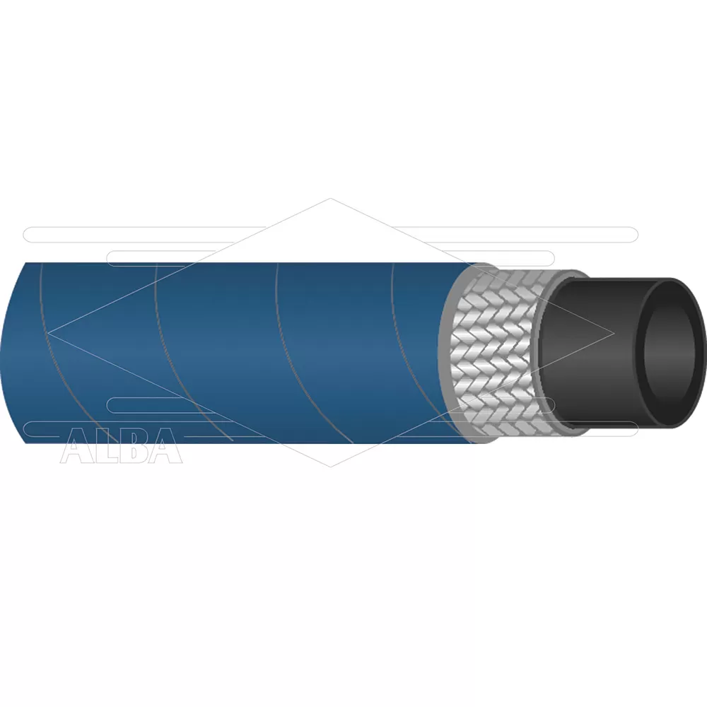 30072110 Hogedrukslang - 1SC-DN10 (3/8") - blauw - 210 Bar - Ø15,6mm - 150°C - Afbeelding 1