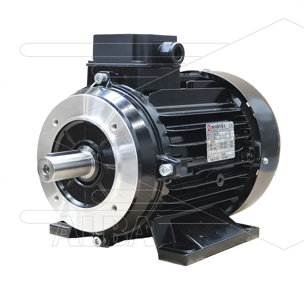Nicolini elektromotor 5.5 kW - 230/400V - Ø28mm uitwendige as - B3/B14 (flens 110x130x160) - IEC 112 - flensen ZF044/ZF091/ZF151 - Afbeelding 1