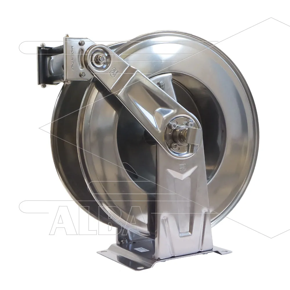 Ramex – slanghaspel – 20 meter – 600 bar – RVS – Verstelbaar uiloopvenster – Inclusief swivel – Automatisch oprollend - Afbeelding 1