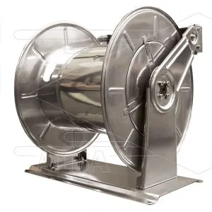 Ramex – slanghaspel – 60 meter – 200 bar – RVS – Verstelbaar uitloopvenster – Inclusief swivel – Automatisch oprollend