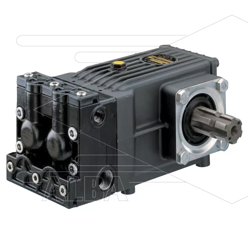 Interpump T33 A plunjerpomp - 1 x cil. as rechts - 30 l/min - 30 Bar - 650 tpm - 1,83 kW - As R - serie T - Aluminium kop - Afbeelding 1
