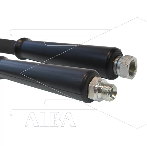 Hogedrukslang – 2SC - DN08 (5/16″) – zwart – 400 Bar – Ø16,3mm – 150°C - 20m - 3/8"bu x 3/8"W - 1x KBS - Afbeelding 1