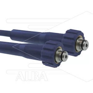 Hogedrukslang – 2SC - DN06 (1/4") – blauw – 400 Bar – Ø13 mm – 150°C - 25m - M22x1,5 W RVS x 3/8" bu RVS