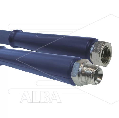 Hogedrukslang – 2SC - DN10 (3/8") – blauw – 400 Bar – Ø17 mm – 150°C - 25m - 3/8"bu x 1/2"W - 1x KBS - Afbeelding 1