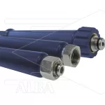 Hogedrukslang – 2SC - DN10 (3/8") – blauw – 400 Bar – Ø17 mm – 150°C - 20m - 3/8"bu BSPT x M22x1,5 W vlak - 1x KBS