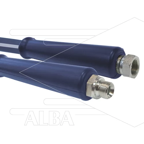 Hogedrukslang – Cleanfarm - DN12 (1/2") – blauw – 80 Bar – Ø21 mm – 150°C - 5m - 1/2"bu x 1/2"W RVS - 1x KBS - Afbeelding 1