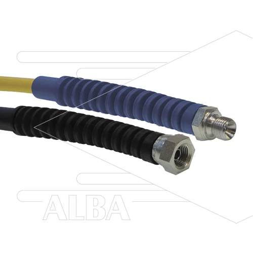 Carwash Slang - Titan Slide - DN06 (1/4") - geel - 300 Bar - Ø12,2mm - max 60°C - 3,8m - 3/8"W x 3/8"bu - 2x SKB blauw - Afbeelding 1