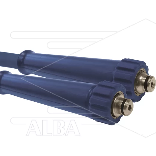 Hogedrukslang – 2SC - DN10 (3/8") – blauw – 400 Bar – Ø17 mm – 150°C - 15m - M22x1,5 W vlak x 1/2"W RVS - 1x KBS - Afbeelding 1