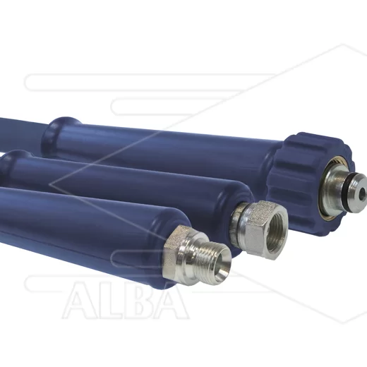 Hogedrukslang – 2SC - DN12 (1/2") – blauw – 400 Bar – Ø20 mm – 150°C - 10m - 3/8"bu x M22x1,5 W vlak - 2x KBS - Afbeelding 1