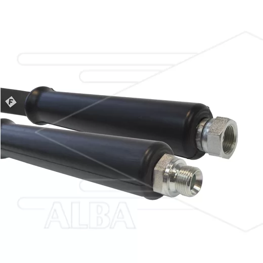 Hogedrukslang – 2SCX - Forever - DN10 (3/8") – zwart – 400 Bar – Ø17 mm – 150°C - 40m - 3/8"bu x 1/2"W - 1x KBS - Afbeelding 1