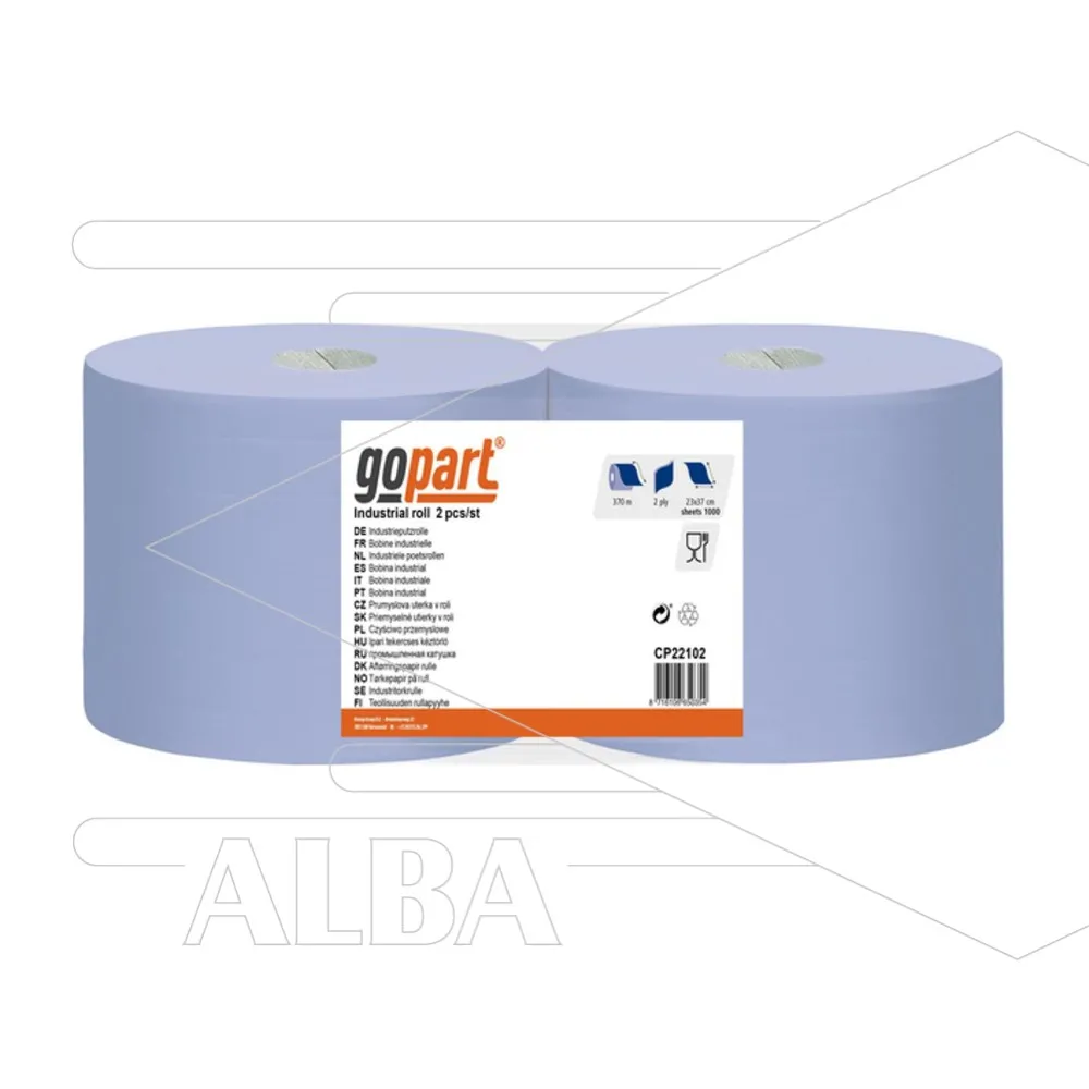 Poetspapier blauw - 2 laags - 230mm - rol 370m - per 2 stuks - Afbeelding 1