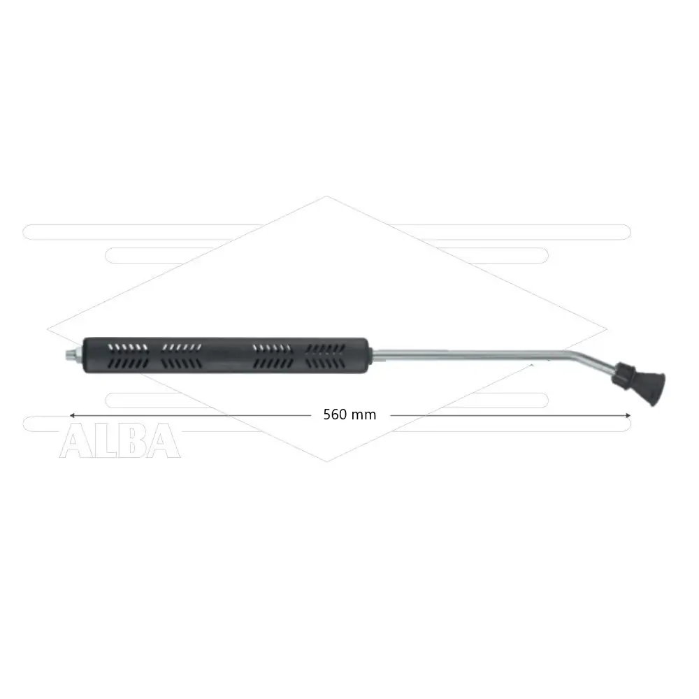 Lans L35 - L=560mm - gebogen - staal verzinkt - open isolatie - 350 Bar - max 150°C - 1/4" bu met nozzlesok en beschermkap - Afbeelding 1