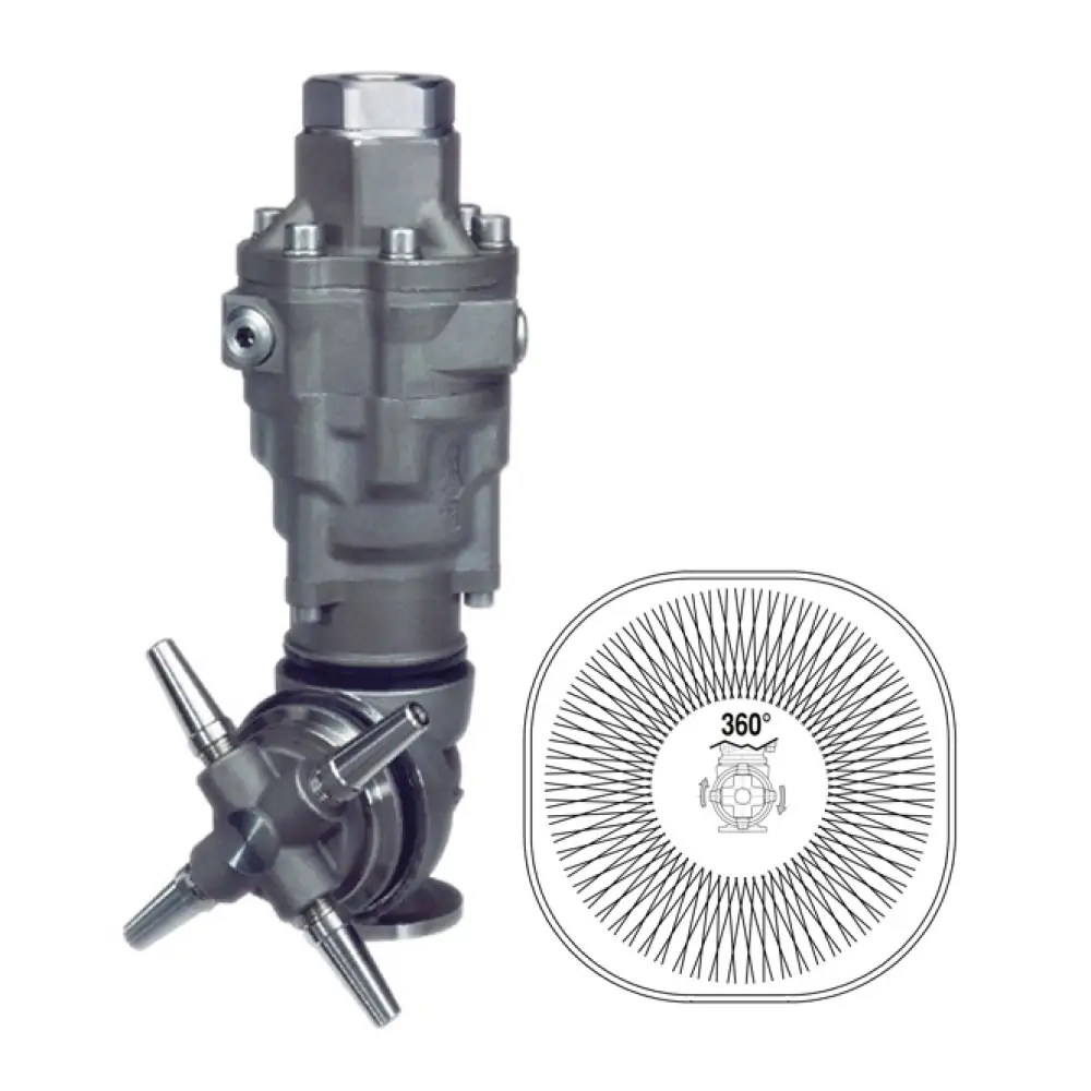 A80R2 - tankreiniger - RVS303 - 30 tot 140 Bar - 30 tot 40 l/min - 4,0mm injectors - exclusief nozzles - nozzle type: 4 x 1/4" Npt - inlaat 3/4" bi - min. invoerdoorlaat Ø165mm - 60 t/m 120 tpm - Afbeelding 1