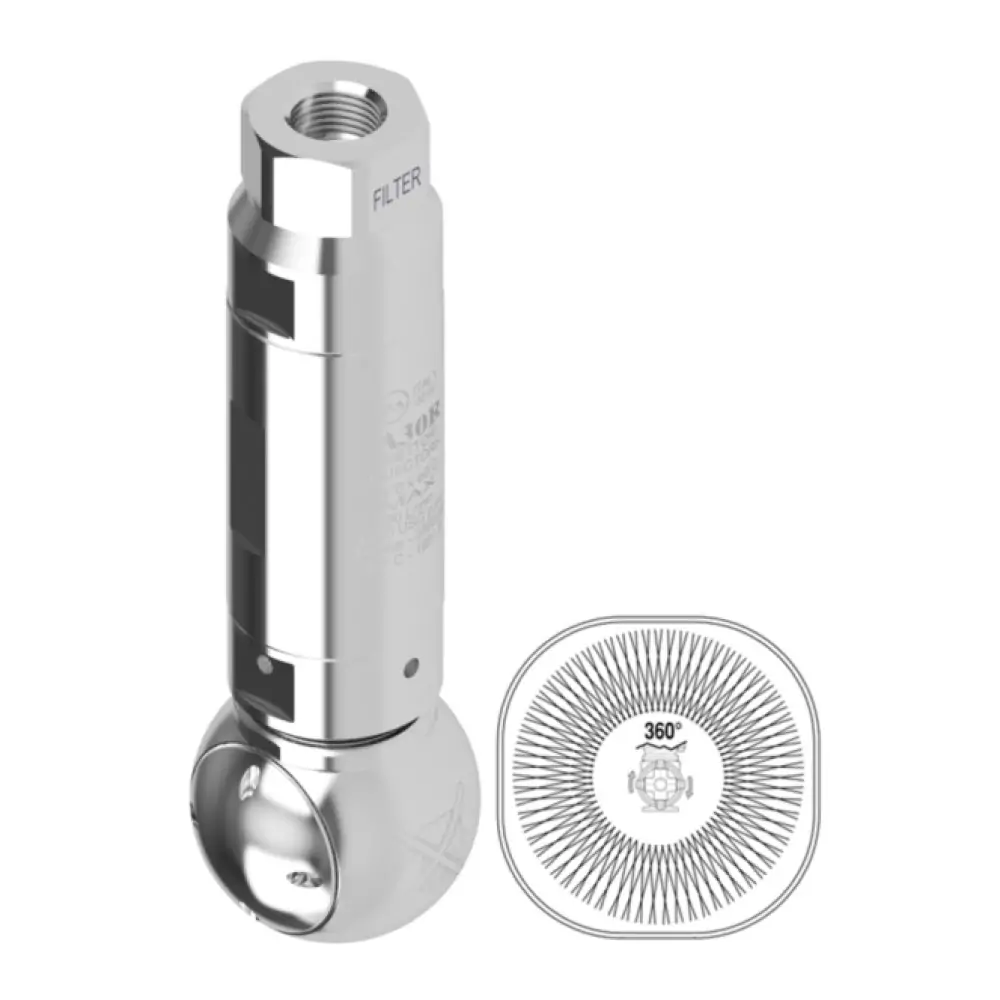 A30R - tankreiniger - RVS303 - 30 tot 140 Bar - 18 tot 25 l/min - exclusief nozzles: - nozzle type 4 x M4 - inlaat 1/2" bi - min. invoerdoorlaat Ø60mm - Afbeelding 1